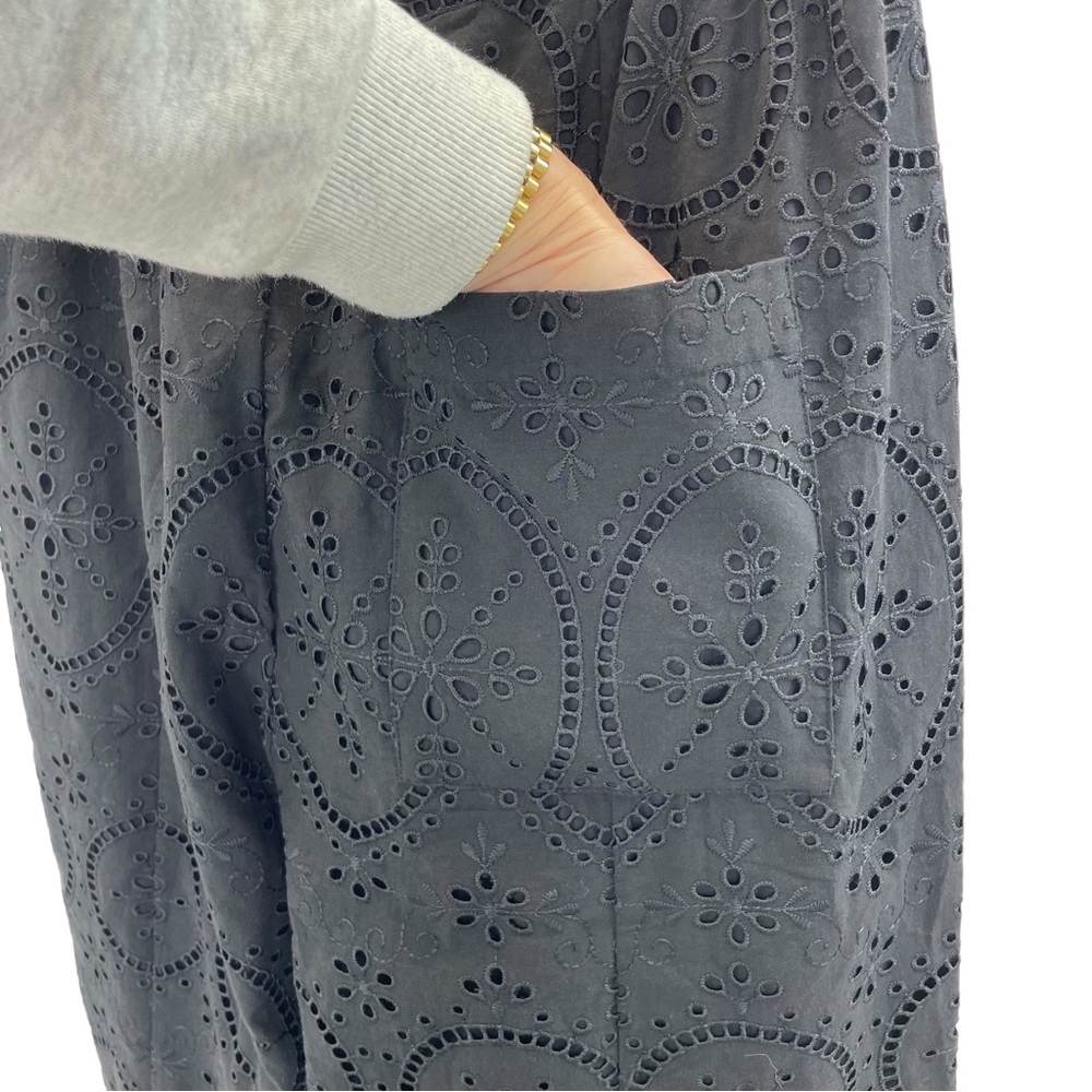 ❣️HP❣️Charo Ruiz NWOT Embroidered Eyelet Cotton Trousers Small Black - Picture 9 of 16